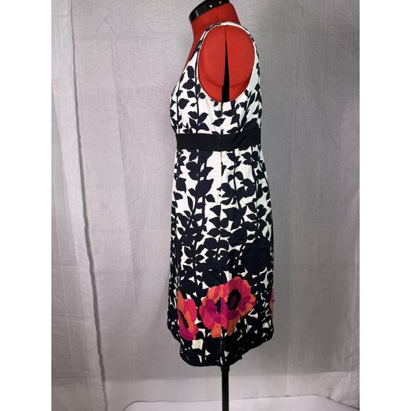 Nine West Sleeveless Floral Dress Size 10 White Black Party Cocktail C717 - Picture 4 of 11